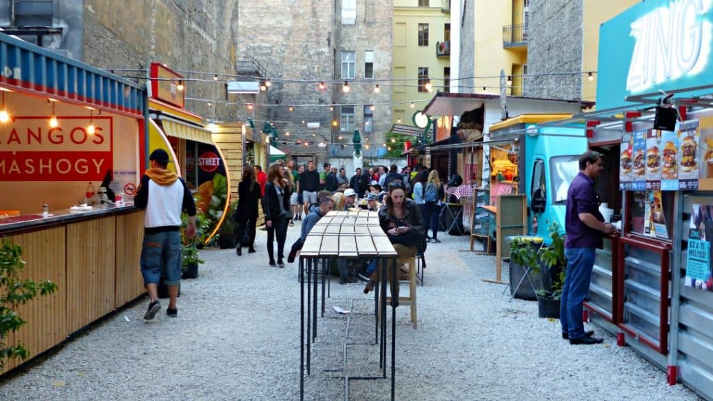 Street food courtyard in Budapest